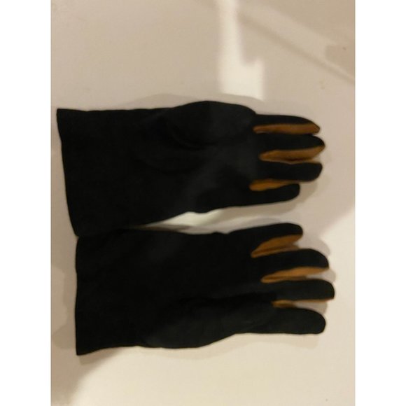 Italy Montefusco 100% Leather Black/Beige Glove w/ - Picture 3 of 4